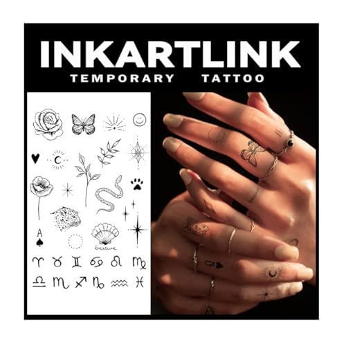 INKARTLINK Tattoo Tech, 2 Sheets Medium Semi Permanent Tattoo, Adult Art Design Temporary Tattoos,...