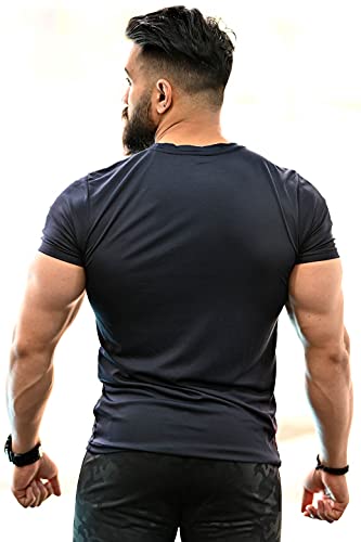 Image of Men's Solid Slim Fit Gym and Sports T-Shirt