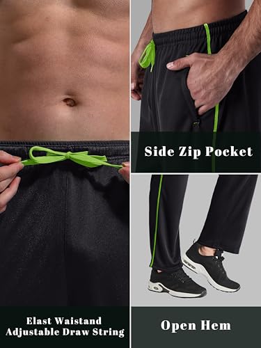 MAGCOMSEN Gym Trousers Mens Zip Pocket Running Bottoms with Pockets Breathable Trousers Summer Sweatpants Mesh Jogging Trousers, M, Black-01 - Image 4