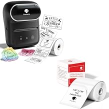 Phomemo M108 Label Maker Machine with 1.96"x1.96" Round Theraml Labels,230 Labels/Roll, for Barcode/Address/Mailing/Logo/Business/Home Tag