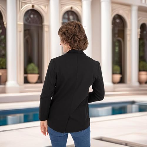 Womens Blazer Jackets for Women with Rolled up Sleeves, Viscose from Bamboo (US, Alpha, Small, Regular, Regular, Black)3
