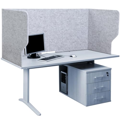 Dunzoom Large Desk Dividers for Students 47.3 x 15.7 Inch Acoustic Portable Fold Classroom Table Privacy Felt Boards for Workstation Office Home Furniture Partitions and Dividers(Gray)