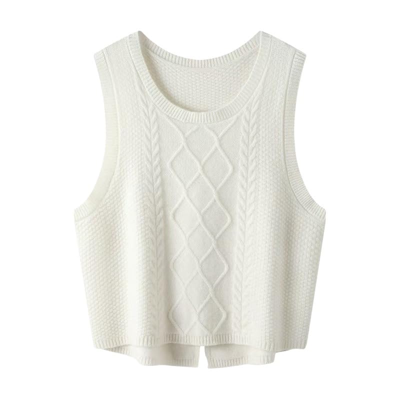 Image of Womens Knit Sleeveless Crewneck Sweater Vest 2025 Knitwear Tank