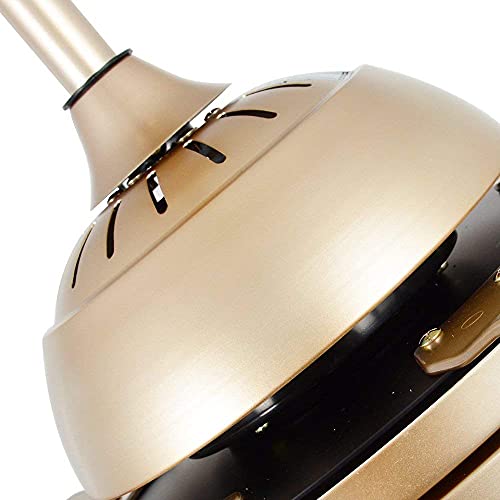 Morpholife 52" Gold Ceiling Fan With Lights Remote Control, Modern Champagne Led Chandelier Ceiling Fan Light Kit, Indoor Farmhouse Rustic Ceiling Fan With 5 Abs Blades For Living Room, Bedroom #TOP6