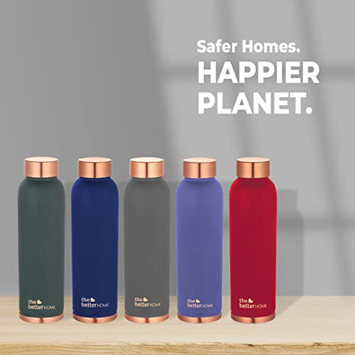 Image of The Better Home Copper Water Bottle 1 Litre | Water Bottle For Office | Water Bottle For Kids | 100% Pure Copper Insulation Wide Mouth With Ergonomic Design | Water Bottle For Home - Grey Pack of 2