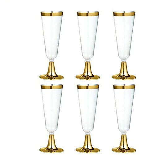 Donkivvy Champagnerflöten 6 Stück - Elegante wiederverwendbare Sektgläser aus Kunststoff, perfekte Wahl für Partys, Hochzeiten, Geburtstage, wiederverwendbare Kunststoffflöten Cover
