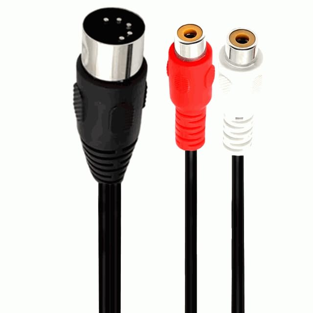 Cable Audio Estereo DIN Macho RCA hembra, cable DIN de 5 pines macho a rca, cable midi a rca, Estereo, Apto para sistemas Bang & Olufsen, Naim, Quad, 20 cm