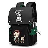 BIIEYAA Japanese Anime Backpacks, 18.8‘’ School Backpack for Anime Fans Laptop Bag Large Casual with USB Charging Port (A)