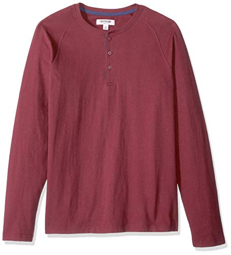 Amazon Brand - Goodthreads Men's Long-Sleeve Sueded Jersey Henley, Burgundy, X-Large