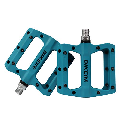 Bikein Pro Mtb Pedals Mountain Bike Pedals 9/16" Lightweight Non-Slip Nylon Fiber Bicycle Platform Flat Pedals For Road Mtb Bmx Blue #TOP5