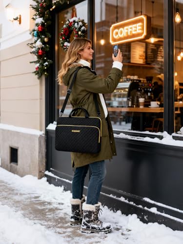 Image of BAGSMART Laptop Sleeve Case with Handle Protective Water-Resistant | 15-15.6 inch Laptop Bag for Women Lightweight with Front Pockets, Compatible with MacBook, HP, Dell