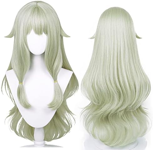 Cosplay Olive Green Deep Wave Wig With Bangs main image 0