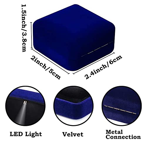 1-2CT Moissanite Rings, Round Cut Square Halo Engagement Rings w/Light Box, VVSI Excellent D color, Platinum Plated Wedding Bands, Size from 4.5 to 93