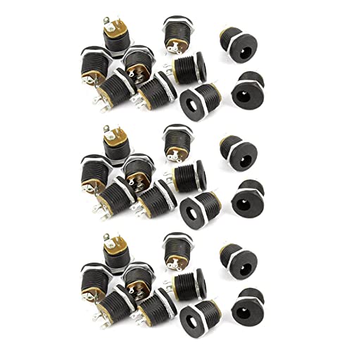 Bloepum 30 Pcs 3-Terminal Soldering 2.1mm x 5.5mm Female Power Jack DC Socket