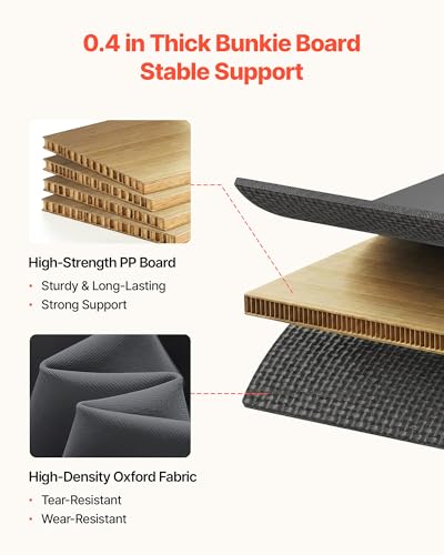 VEVOR Bunkie Board, Twin Size 75 x 37.8 in, Foldable Bed Board Under Mattress with Hook-and-Loop Straps, PP Core with 600D Oxford Fabric, Anti-Sag for Metal Frames, Bunk Beds, and Sleeper Sofas - image 5