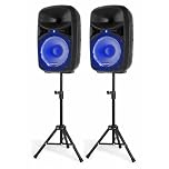 IMPIANTO AUDIO COMPLETO SET CASSE AMPLIFICATE 600W 10" DIFFUSORI KARAOKE BLUETOOTH + 2 STATIVI + MICROFONO + TELECOMANDO E CAVI