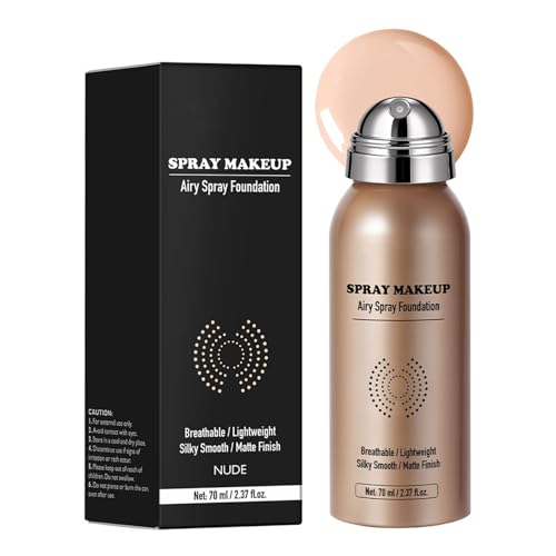 Base Maquillaje Aerógrafo Spray - Cosmético Cobertura Total Piel Maduŗa | 70ml Brumá Corrector Facial Hidratante Larga Duración | Acabado Natural Impermeable Transpirable para Mujeres Boda Fiesta