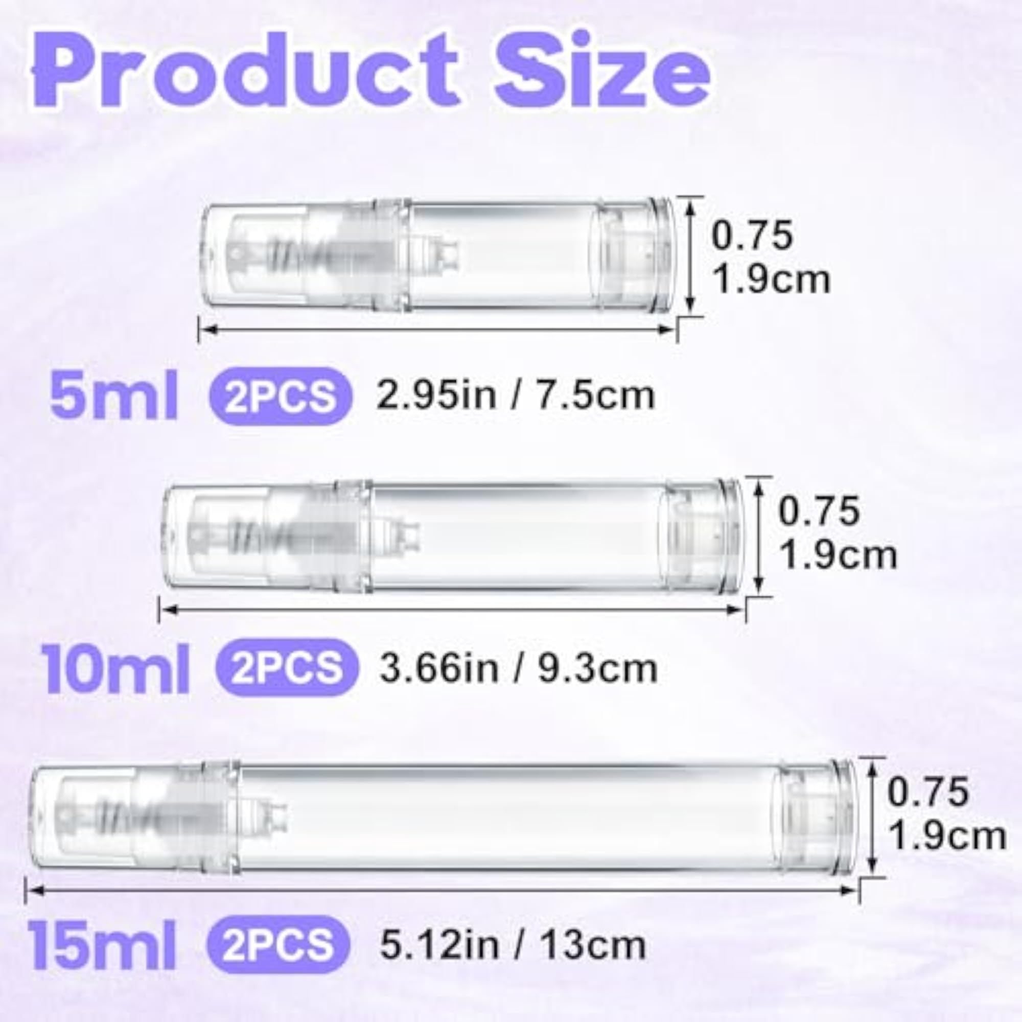 6pcs Airless Pump Bottle Set for Travel, Refillable