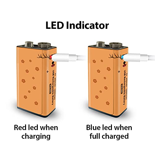 New Usb 9V Lithium Ion Rechargeable Battery, High Capacity 650Mah Rechargeable 9V Battery, 1.5 H Fast Charge, 1200 Cycle With Type C Cable, Constant Output,2-Pack #TOP4