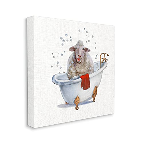 Image of Stupell Industries 'Shaggy Sheep in Bubble Bath Playful Farm'| Canvas Art | Stupell Industries | 30 x 30 Inches, Easy to Hang and Sturdy, Made in USA, by Donna Brooks