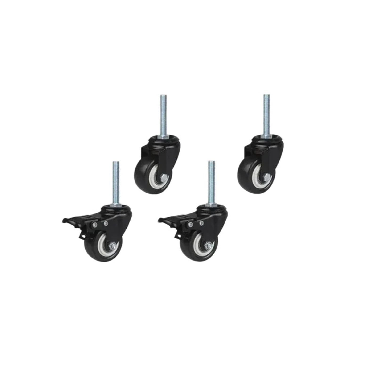 Rueda giratoria de 4 piezas con tornillo de doble rodamiento rueda universal | M8/M10/M12 1,5 pulgadas 60 poliuretano de freno extendido(M8-Brake-Universal)