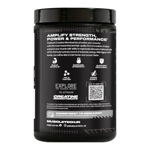 Image of MuscleTech Platinum Creatine Micronized Powder | 129 Servings | Creatine Monohydrate | Supports Strength, Power & Muscle Recovery | MuscleTech Creatine Unflavoured - 400g