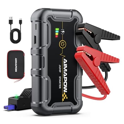 AIMAPOW Starthilfe Powerbank 8000A 12V (All Benziner/10,0L Diesel) Auto Starthilfe mit LED-Taschenlampe, großen Bildschirm, Jumper Bildschirm, Autobatterie Booster für SUV Motorrad Rasenmäher