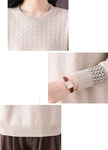 Rivccku Women's Wool Sweater Fall Winter Casual Crewneck Long Sleeve Ribbed Knitted Pullover Sweater Jumper4