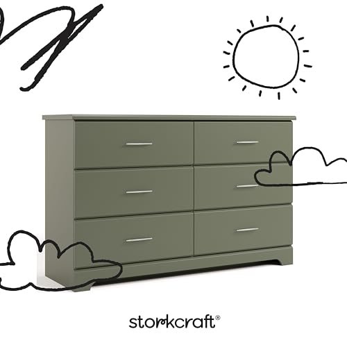 Storkcraft Brookside 6-Drawer Dresser (Olive) – GREENGUARD Gold Certified, Green Dresser for Bedroom, Kids & Nursery Storage Chest, Safety Interlocking Drawers, Pre-Installed Tracks, Kids Chest by Storkcraft - Image 8