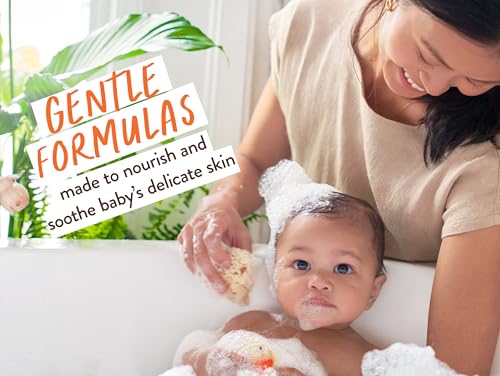 Babo-Botanicals-Baby-Care-Essentials-Gift-Set-Skincare-Bath-Diaper-For-Delicate-Skin-Fragrance-Free-with-Shea-Butter-Includes-Reusable-Carry-Pouch-Natural-Plant-Based-5-Items-Set