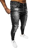 OZONEE Herren Jeans Hose Herrenjeans Jeanshose Skinny Röhrenjeans Biker Stretch Regular Slim Fit Straight Sportjeans Herrenhose Denim Baumwolle Baumwollmischung NB/MP0002NZ SCHWARZ 33