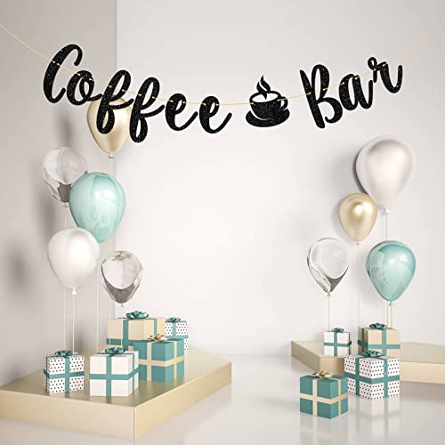 Talorine Coffee Bar Banner, Bridal Shower, Engagement, Wedding, Bar Party Decorations (Black Glitter) by Talorine - Used condition - Image 4