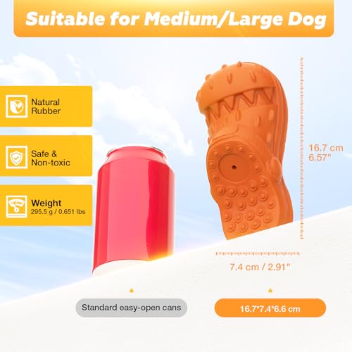 Jewyow Hundespielzeug Unzerstörbar, Kauspielzeug aus Naturkautschuk, Langlebiges & Flexibles Spielzeug mit Rinderaroma, Für Starke Kauer & Auslastung, Für Mittelgroße & Große Hunde (Orange)