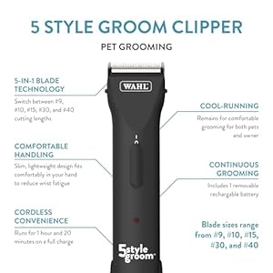   Wahl-Pro-Animal-5-Style-Groom-Clipper-Cat-Dog-Clippers-Precision-Pet-Clippers-Adjustable-5-in-1-Blade-Cordless-Design-80-Min-Runtime