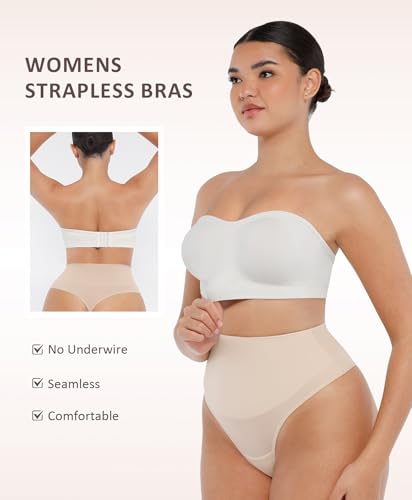 Image of FeelinGirl Strapless Bra for Women Seamless Wireless Bralette - Strapless Support, Adjustable & Padded, Full Coverage