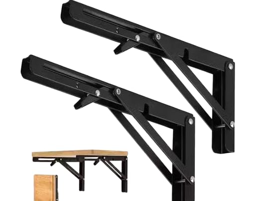 Sk 12 inch, 1 Pair Folding Shelf Brackets Heavy Duty Metal Collapsible Shelf Bracket for Bench Table, Shelf Hinge Wall Mounted Space Saving DIY Bracket ORE-P236-image-45