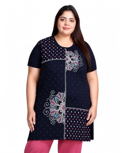 Image of In Love Women's Plus Size Printed Cotton Long-Line T-Shirt with Pocket | Cotton fabric - soft longline T-shirt with easy plus-size fit