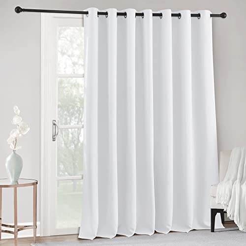 Image of RYB HOME Room Darkening Curtain for Sliding Glass Door, Thermal Insulated&Privacy Drape for Basement /Media Room, Extra Wide Room Divider Curtain, Window Treatment, Greyish White, W100 x L108, 1 Panel