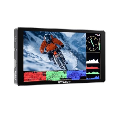 FEELWORLD P6XL 6 inch Built in Battery Aluminium 1200nit Camera Field DSLR Monitor Touchscreen High Brightness Waveform 3D LUT HDR 4K HDMI Input Lightweight