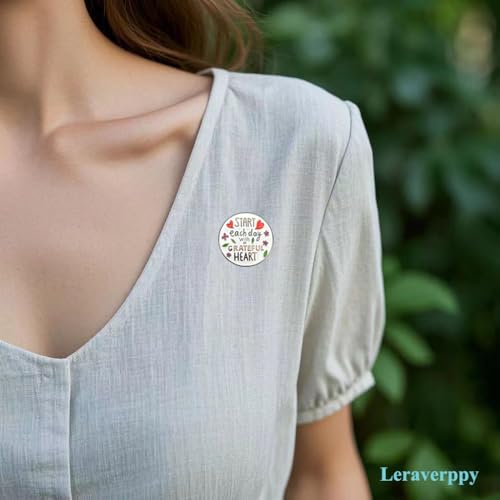 Image of Enamel Pin,Start Each Day With A Grateful Heart Lapel Pin,Inspirational Button Badge,Gift For Teen Student Worker Friends Family Teacher,DIY Decor,Denim Jacket Canvas Bag Backpack Accessory