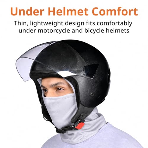Image of FOVERA Full Face Helmet Mask for Bikers - UV Protection Balaclava for Men & Women - Breathable Head Cover for Sun, Dust & Pollution - Under Helmet Liner for Riding (Mix)