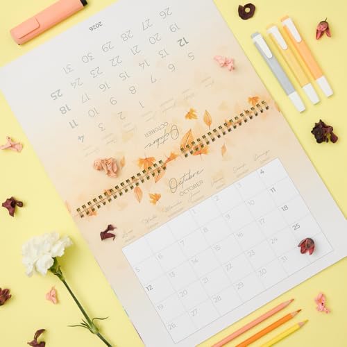 Takenote Calendrier Mural 2026 - Taille 31,5 x 23 cm, Vue Mensuelle, 12 Mois de Janvier à Décembre, Planning Mensuel avec Espace pour Notes, Reliure à Double Spirale, Espagnol et Anglais - Anna – vue 6