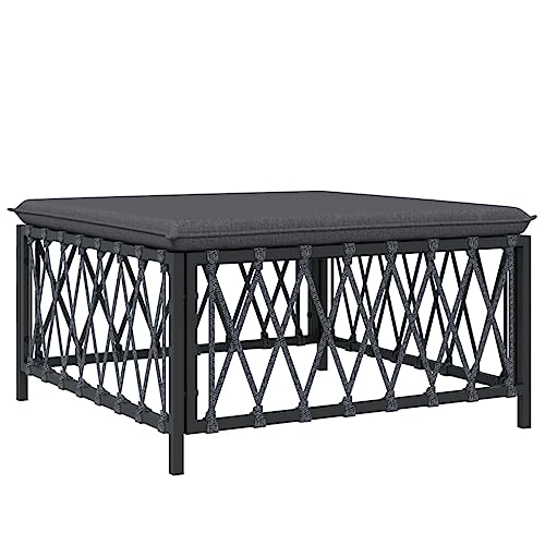 vidaXL Patio Footstool with Cushion - Anthracite Woven Fabric & Durable Powder-Coated Steel Frame, Modular Contemporary Design, for Outdoor & Garden Lounge Set
