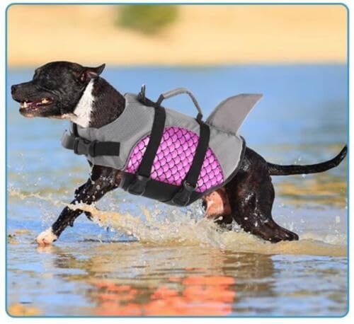 VBM Dog Life Jacket for Swimming Pet Safety Vest Adjustable Safety Jacket for Dog Lifesaver Swimming Training, Summer Swimwear Ripstop Float Coat (Pink, L)