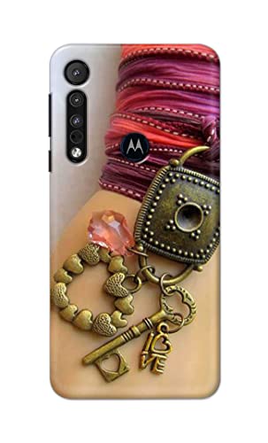Image of Girl Hand with Keychain Hard Back Case Cover for Motorola One Macro Back Cover -(J5) VNS2228