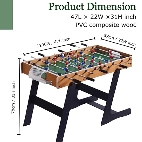 Image of RUP 4ft Foosball Table Game Soccer for Adults, Family & Kids, Vertical Folding & Space Saving Design