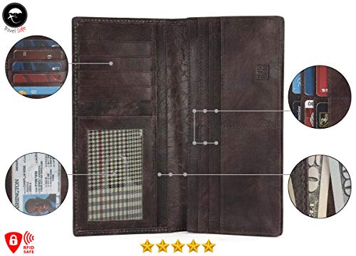 Image of RFID Blocking Mens Genuine leather Bifold Long Wallet