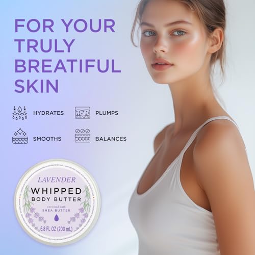 Image of Princess Belle Lavender Whipped Body Butter, Whipped Shea Butter, Body Moisturizer for Dry Skin, Smell Good, Leaves Skin Feeling Moisturized and Soft-200ml(6.8 floz)
