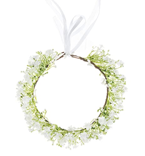 Funsveta Baby Girls Flower Crown Flower Girl Headpiece Boho Little Wreaths For Weddings, Family Photography (Gypsophila Paniculata White) #TOP4