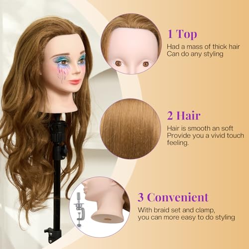 2834 mannequin head human hair 80 real hair mannequin head for makeup practice cosmetology manikin doll head for hair styling hairdressing training head for braiding 27